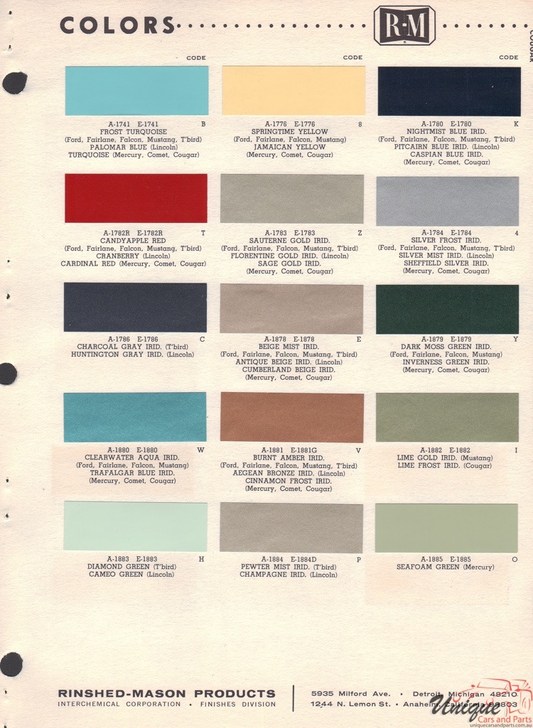 1967 Ford Paint Charts Rinshed-Mason 2